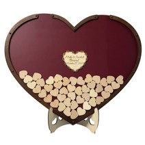 행사방명록 코인방명록 연회장 손도장 돌잔치 방명록 퇴직선물 웨딩 카드 우드 하트 코인, 40x32cm 5cm하트 30피스