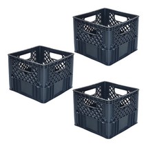 뉴플라스틱 플라스틱 우유상자 밀크박스 감성 캠핑 운반 수납 바구니 3개 1세트, 우유_블랙(3개묶음)