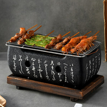 1인용 캠핑 화로대 고체 연료 세트 미니 무쇠 석쇠 야끼화로 그릴 집에서 숯불 불멍 주물, 일본화로 중형 + 연료5P