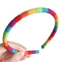 여성 가을 워시 페이스 플러시 머리띠 레인보우 스트라이프 탄력 스타일링 헤어 후프, s