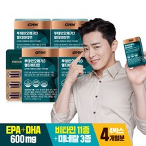 GNM 루테인오메가3 멀티비타민/ 11종 비타민 3종 미네랄 비오틴 아연 비타민B D, 31.5g, 4박스, 30캡슐