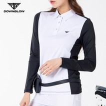 다운블로우 필드룩 데일리룩 여성 골프웨어 긴팔 배색카라 블랙 고퀄리티 티셔츠