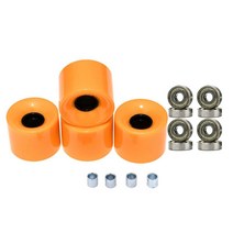 롱보드 스케이트보드 휠 60mm 78A 베어링 포함 4개 세트 크루저 롱보드용 교체 휠, 오렌지 골드 커버, PU