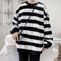데일리 오버핏 스트라이프 패션 남성 티셔츠 스타일