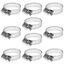 10pc 스테인레스 스틸 조절 식 호스 클램프 연료 라인 웜 클립 3/4 