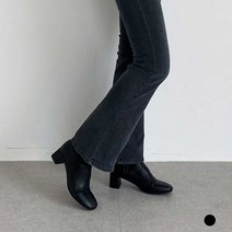 (255-270mm) 빅사이즈 앵클부츠 둥근코 가죽 절개 디테일 스판삭스부츠 5cm