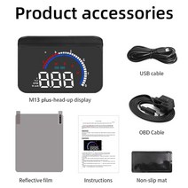 HUD 헤드 업 디스플레이 자동차 차량 속도계 m13 듀얼 시스템 obd2 gps 프로젝터 앞 유리 수온 과속 경보, m13plus GPS 및 obd2