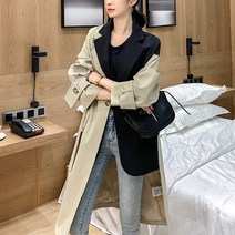 패션 두톤 하프자켓 롱 트렌치 코트