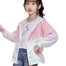 여아용 후드 여름 바람막이 자켓 아우터