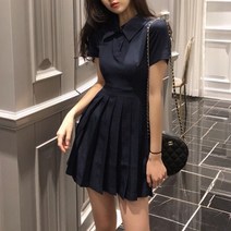 [ A338# ] 리썸 여름 블랙 테니스 반팔 하객 플리츠 미니 원피스