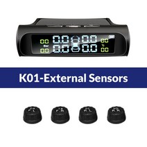 JINUS 바이크 오토바이 tpms 타이어공기압센서 Yanace TPMS 자동차 타이어 모니터링 압력 디스플레이 자동 알람 모니터 4 센서와 태양 광 충전 온도 경고, [03] K01-External Sensor, 03 K01-External Sensor