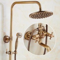 컵세트 황동 수도꼭지 샤워 타입 헤드 앤티크 옷걸이 소품 블랙수건 화장지 비누대, A