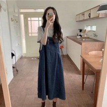 점프슈트 멜빵바지 봄 2020 멜빵이있는 새롭고 신선하고 달콤한 서양식 데님 드레스