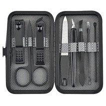 WENLII 8pcs Stainless Steel Nail Clippers Set Scissores Tweezer Ear Pick Multi Function Daily Hand F, 8pcs_D