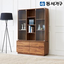 동서가구 라떼 1200 2단 유리 장식장 DF918499, 멀바우