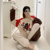 애플망고샵 디즈니 정품 오버핏 나그랑 미키 긴팔 맨투맨 박스티셔츠