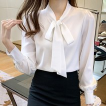 여자블라우스 2023 초가을 새 나비 넥타이 쉬폰 셔츠 여성 긴팔 루즈핏 드레이프 새틴 탑 스타일 셔츠 쉬폰블라우스