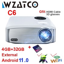 가정용 캠핑용 휴대용 시네 빔 미니빔 프로젝터미니 wzatco new c6, 협력사, C6W 32G 추가