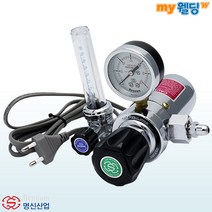 명신산업 국산 가스레귤레이터(Regulator) CO2조정기 MR-FC1 (23mm 장 220V), 1개