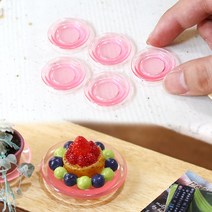미니를사랑하는사람들 미니어처 투명핑크 그릇 18종 모음전(16시까지 당일발송), 5번 납작접시(5개)