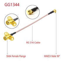 유니파잉1PC MMCX to SMA/RPSMA 암 플랜지 패널 마운트 RG316 Pigtail FPV 안테나 연장 코드 TBS Unify Pan, 07 MMCX M90 to SMA  F_03 15CM