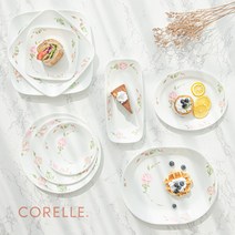 코렐 컨트리로즈 빈티지 2인 4인 6인 10인 혼밥 신혼 그릇 세트, 21사각접시(대)
