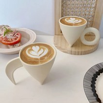 심플 유니크 크림 세라믹 수제 컵, B, 220ML