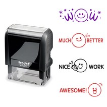 [프라하스탬프] 뉴 스마일 영어 칭찬스탬프 (43 x 15cm 자동스탬프), 2.굿트라이, 빨강(레드)