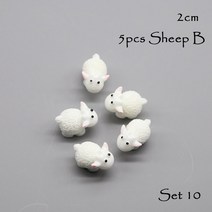미니 병아리 토끼 암소 양 동물 마이크로 요정 정원 미니어처/테라리움/다육 장식 장식품 DIY 액세서리 5 개, 10 set10 sheep b