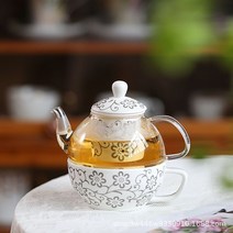 티포원 세트 티팟 티포트 도자기 티웨어 북유럽 차우리기 선물 차주전자, 단일사이즈, 그린 그린 윈도우