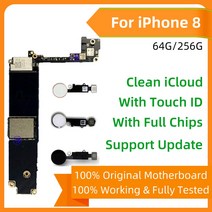 아이폰 8 용 플레이트 메인 보드 언락 마더 터치 ID 포함/불포함 로직 풀 칩 지원 IOS 업데이트, 08 256GB Gold TouchID