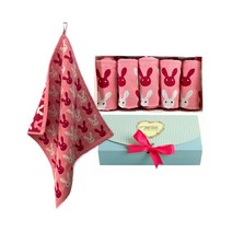 HJ. Market 위클리 핸드타올 5종 선물세트, 핑크래빗 5종