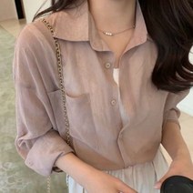 SARA 여성 데일리 셔츠 린넨 여름 남방 블라우스 루즈핏