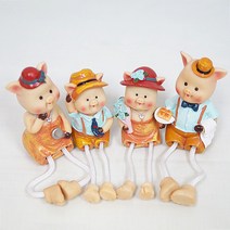 다팜코리아 마블인형 장식인형 인테리어소품 미니어처 소품 카페 꾸미기, 돼지가족파티4p세트