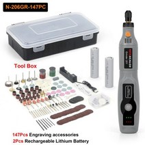전동 조각기 조각 칼 목공 미니 무선 연마 펜 가지 속도 전기 그라인더 드릴 로타리 도구 보석 먼지 드릴링 조각용, N-206GR-147PC