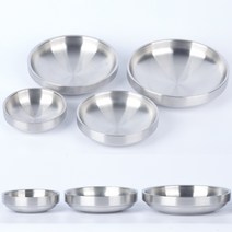 BuyGoods 올샤틴 이중 스텐 찬기 원형 반찬그릇 반찬기, 이중 스텐 찬기 9cm