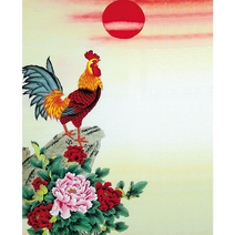 풍수 DIY명화그리기 40*50cm 암탉 수탉 모란꽃 조롱박 물감 피포페인팅 풍요 합격 승진 상징 성공시켜주는 닭그림색칠하기 집콕취미 집중력향상 취직 수능 개업선물 액자포함, 닭그림그리기 파번