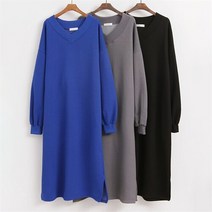 강물처럼 빅사이즈사랑해요 C782L211 면쭈리V넥트임원피스 GR (9238268)