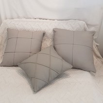 조브라운 대형 가죽 소재 디자인 쿠션 주문제작, 천연가죽_40x40, 쌍십자형, 머드그레이