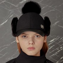 닥스골프 퍼장식 울혼방 캡모자 XXX, 블랙(DNHE1F814BK)