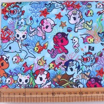 천원단 원단천 너비 145cm Sanrio Kuromi My 폴리 에스터 코튼 원단 바느질 의류 패치 워크 퀼트 DIY 재료, 02 2_01 0.5yard (45X140cm)