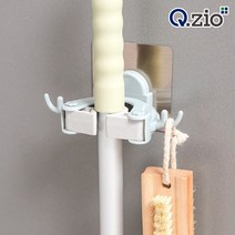 큐지오 벽걸이 접착식 대걸레 후크, 1개, 그레이