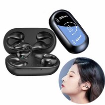 Fowod 무선 골전도이어폰 블루투스이어폰 노이즈캔슬링헤드폰, 블랙