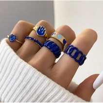 부품 유라커피머신 부속 템퍼 럭셔리 여성 클라인 블루 바둑판 격자 무늬 드롭 글레이즈 반지 어 버전 액세서리 디자인 주얼리 오프닝 조절 링, blue color