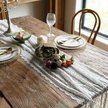 캐프마켓 플라워 레이스 테이블러너 원형 사각 테이블보 식탁보, 02 블루밍, 4인용 38 x 183 cm