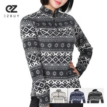 [이지바이] 여성 겨울 플리스 집업티_눈꽃패턴 기모 티셔츠 / 90~110사이즈까지 기모와 플리스를 하나로! 추울 틈 없이 두 배 더 따뜻한 집티_빅사이즈 운동복 작업복