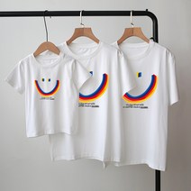 여름가족티 패밀리룩 돌촬영 기념일이벤트룩 레인보우 스마일 남여공용 반팔티