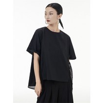 XITAO 펀칭 티셔츠 패션 접합 망포 등 없는 접합 소수민족 반팔 우아하고 느슨한 티셔츠 투피스 ZY7443