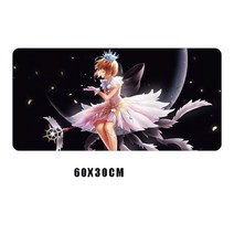 anime mouse pad cardcaptor sakura gamer mousepad cute desk mat washable largegaming mouse mat lockin, 어두운 회색, 60x30cm