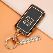 유투카 르노삼성 QM6 SM6 XM3 자동차 스마트 키케이스 TPU 키홀더 차 키버 키링 스트랩, TR-01, 골드블랙
